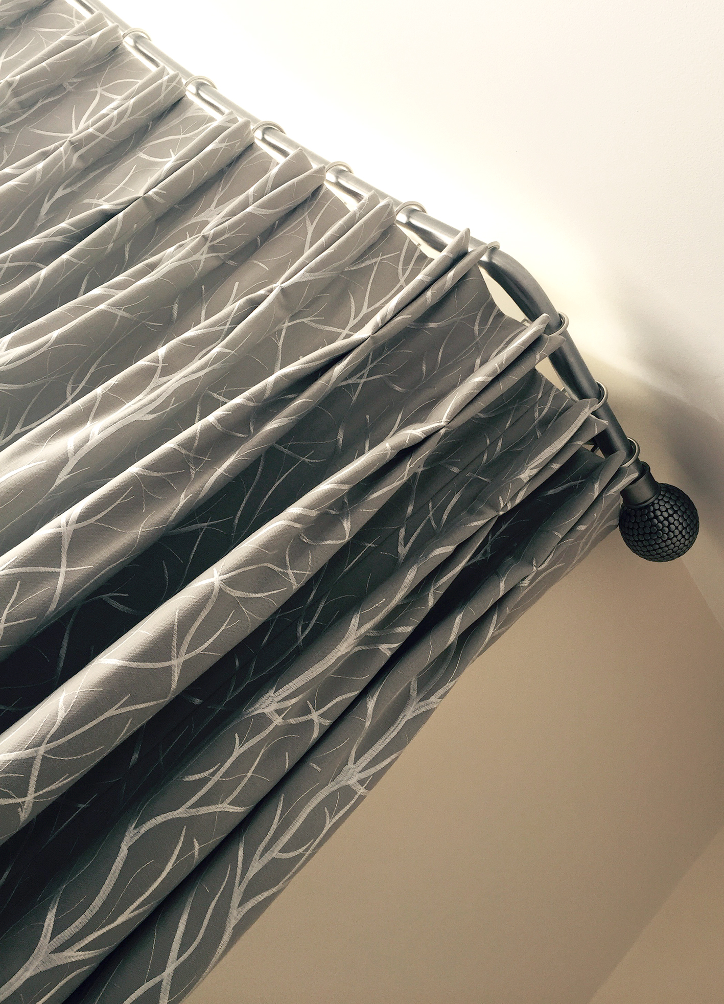 Pinch Pleat Curtains on Bay Poles