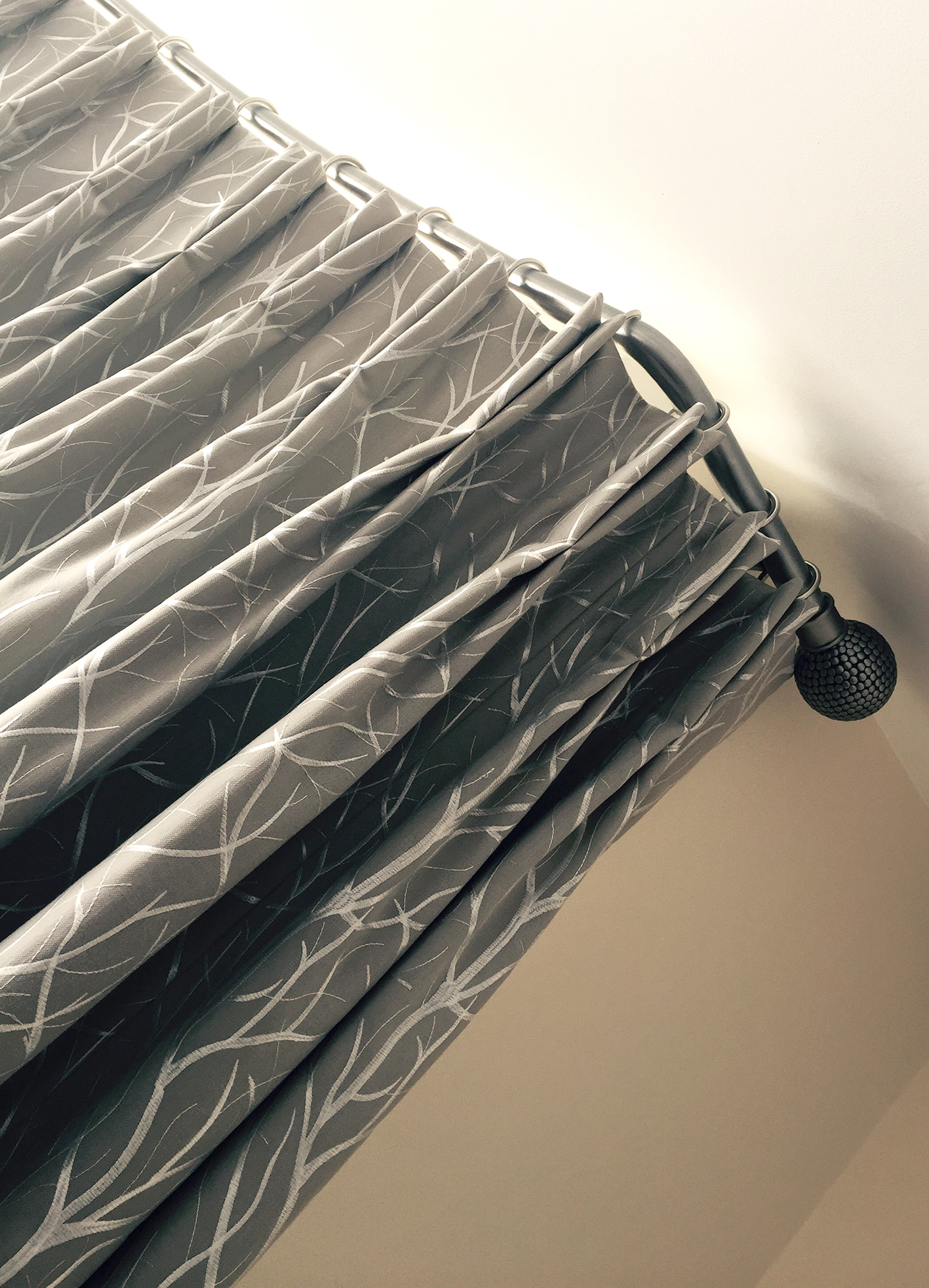 Pinch Pleat Curtains on Bay Poles