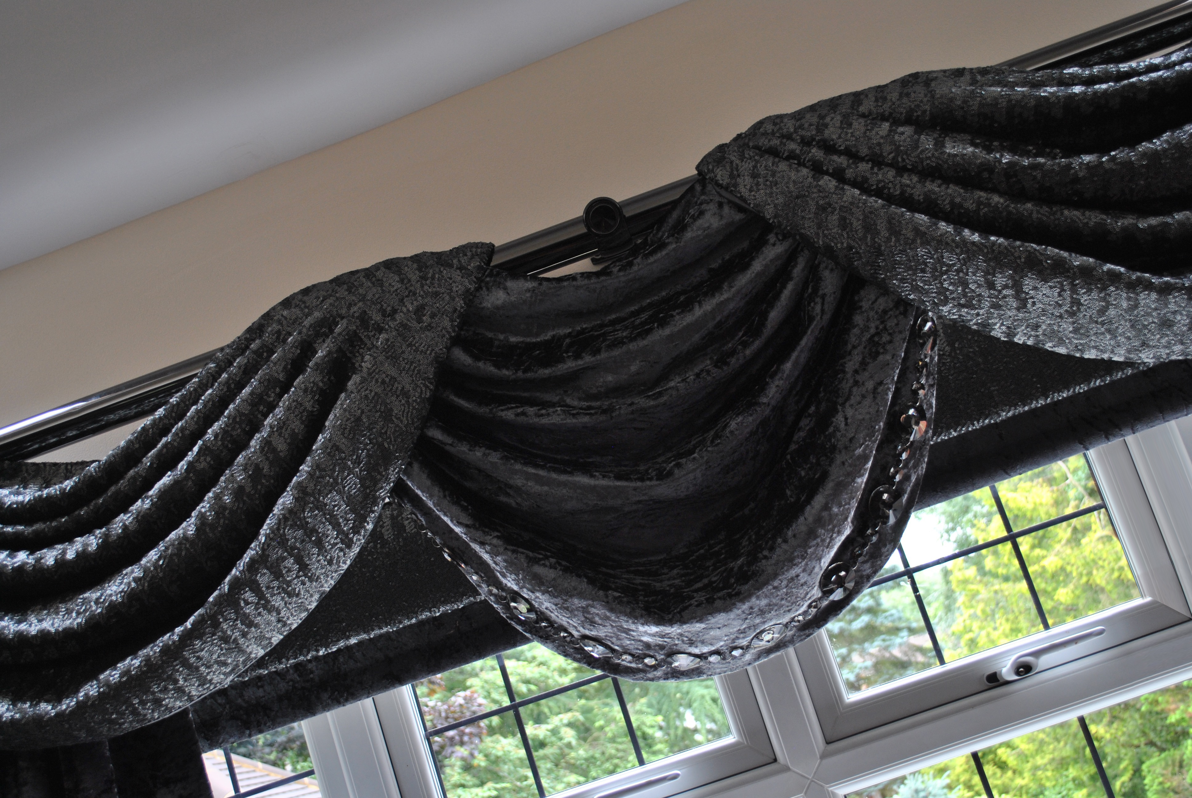 Swags & Tails on Poles Fabric Warehouse